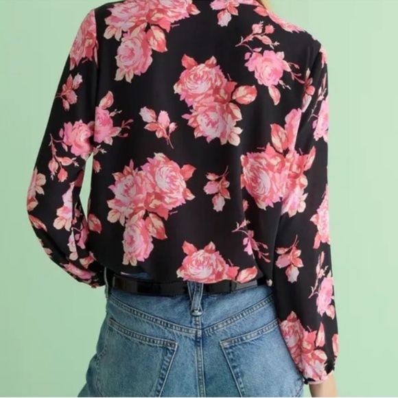 J. Crew Tie Neck Long Sleeve Top in Midnight Rose (M) - Picture 3 of 13